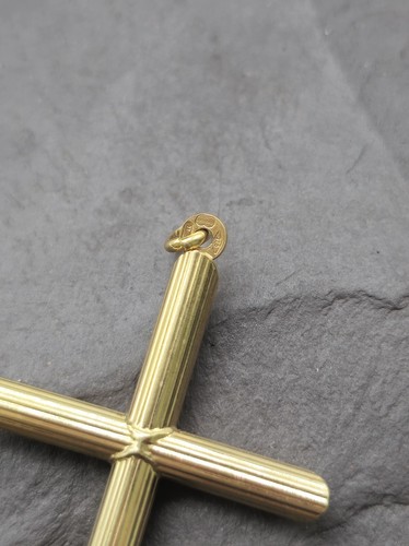 New Solid 9ct Yellow Gold Plain Cross Simple Pendant 50mm x 30 mm Hallmarked - Picture 6 of 11
