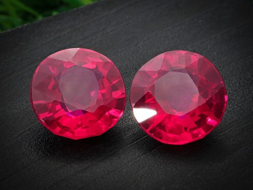 AA++Ruby Corundum Round Shape 2 Pcs Faceted Pair 14 MM Loose Gemstone#R4 - Picture 7 of 9
