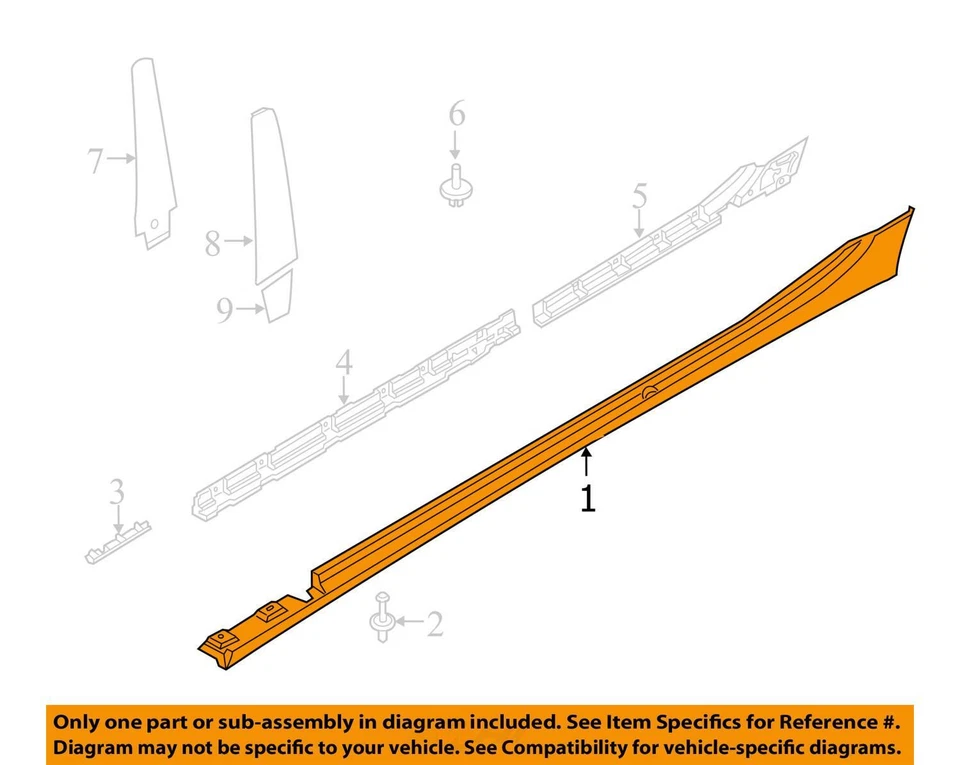 Fits 2010 - 2017 BMW 535I GT RH Passenger Rocker Moulding Panel Burgundy=B03 OEM - Image 4 of 4