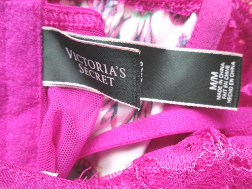 VS Victorias Secret MEDIUM VerySexy Magenta Floral Sheer Lace Halter Garter Slip - Picture 6 of 7