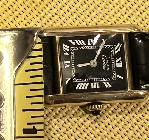 Les Must de Cartier Roman Tank Lady’s Watch Black Vintage Exc Working Condition - Picture 17 of 23