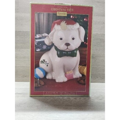 Spode Christmas Tree Puppy Cookie Jar Doggie Treat Jar - Picture 8 of 13