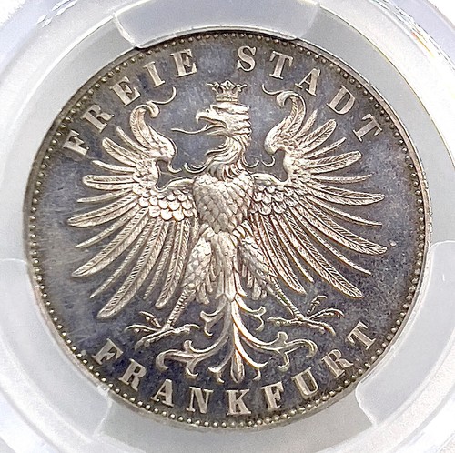 German States Frankfurt 1862 Shooting Taler Coin Thaler PCGS PR 64 CAM PROOF PP - Picture 2 of 3