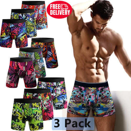 Mens Comfort Flex Fit Boxer Briefs Ultra Soft Shorts Stretch Underpants 3 Pack - Picture 5 of 31