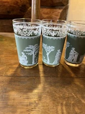 Jeanette Glass Cocktail Wedgewood Grecian Hellenic Lot of 4 Barware Hollywood 