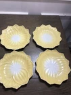 Vintage Anchor Hocking Milk Glass Lotus Plates Lot Of 4 Yellow 8” Round