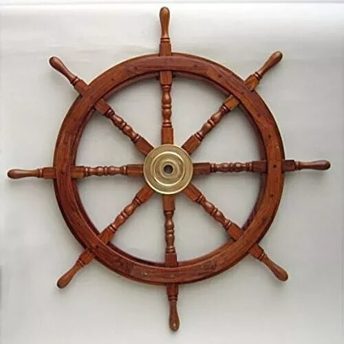 36 Inch Wooden Ship Wheel Pirates Luxury Collectibles Marine Home Gift - Bild 4 von 5