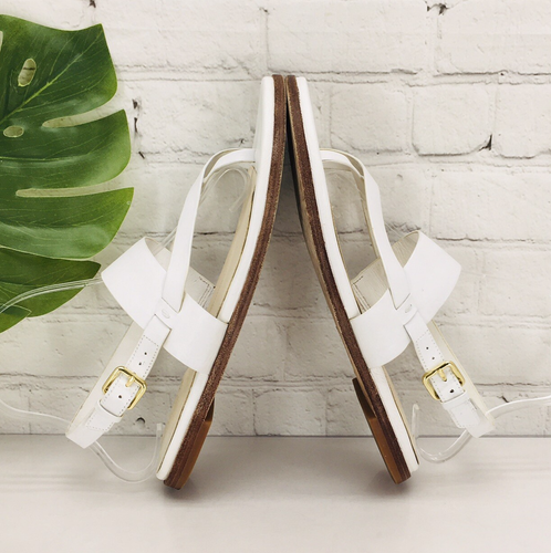 Cole Haan Women's Sandals Size 8.5 B White Leather Thong Slingback Flat Strappy - Picture 9 of 14