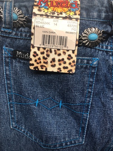 NWT Mudd Girls Light Rinse Flare Blue Stone Belted Jeans 14 - Picture 7 of 11