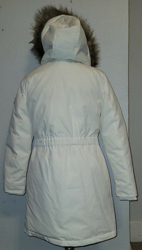 Lauren By RALPH LAUREN Women’s MEDIUM Fur Trimmed JACKET Hooded White COAT $290 - Picture 8 of 18