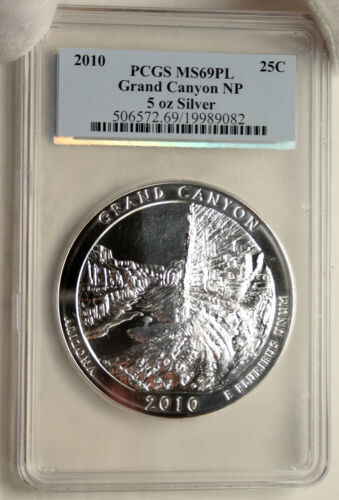 2010 UNITED STATES Grand Canyon 5 OZ Prooflike Silver State 25C Coin PCGS i95249 - Picture 3 of 5