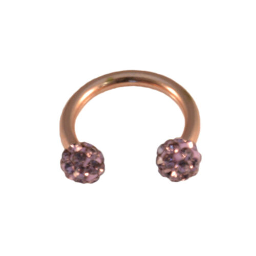 Horseshoe Bar Shamballa Crystal Circular Barbell Lip Nose Septum ROSE GOLD - Picture 14 of 15