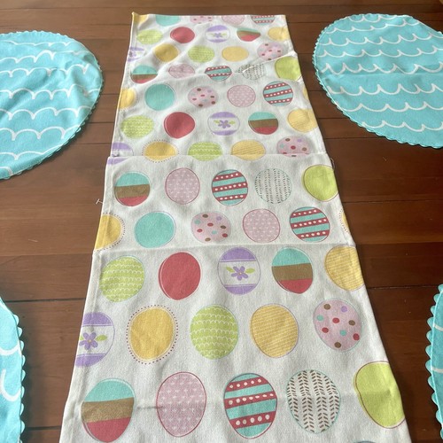Easter Holiday Table Decor | 9 Egg Shaped Placemats | Multicolor Table Runner - Picture 3 of 9