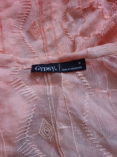 Luxurious GYPSY 05 Soft 100% silk Sunny Orange Ombre Dye Blouse Top S 8 10 - Picture 3 of 8