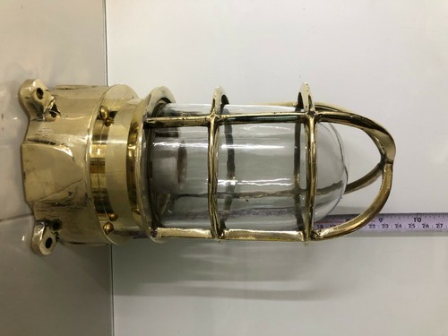 MARINE ANTIQUE SOLID BRASS CEILING MOUNT PASSAGEWAY BULKHEAD LIGHT FIXTURE - Bild 11 von 12