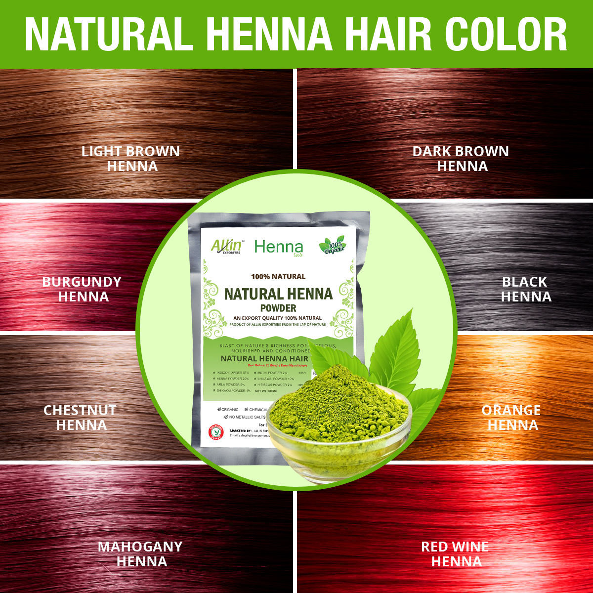 Henna Hair Color – 100% Organic and Chemical Free Henna Hair Dye