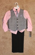 VANHEUSEN Boys' Size 5 4-PIECE SUIT Pink/Gray New w/ Tags