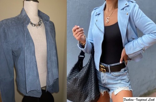 WHITE HOUSE BLACK MARKET * CHINA BLUE SUEDE JACKET * DRAPE FRONT * NWT SIZE M - Picture 7 of 22