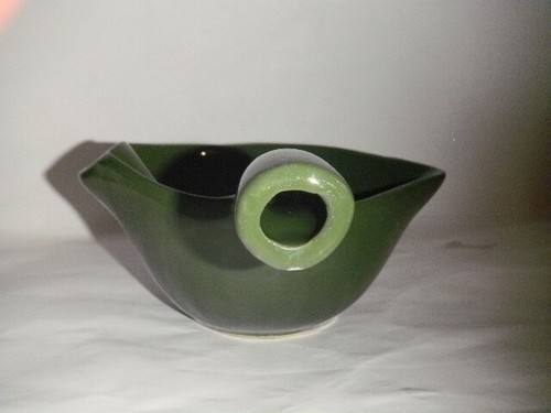 CARDINAL CHINA CO THICK HEAVY CERAMIC GRAVY BOAT FORREST GREEN OIL FAT SEPARATOR - Picture 12 of 18