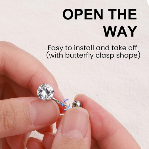14G Hypoallergenic Surgical Steel Belly Button Ring Cubic Zirconia Belly Butt... - Picture 7 of 8