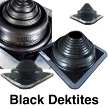DEKTITE SQUARE PIPE FLASHING BOOT: Black EPDM Roof Flashing - Sizes #1 to #9
