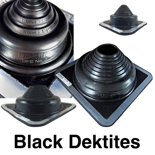 DEKTITE SQUARE PIPE FLASHING BOOT Black EPDM Roof Flashing Sizes 1