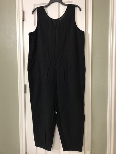 MEDIUM NEU MIT ETIKETT $ 228 EILEEN FISHER SCHWARZER JUMPSUIT AUS BIO-BAUMWOLLE KREPP - Bild 4 von 8