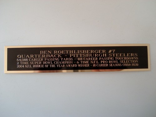 Ben Roethlisberger Steelers Nameplate For A Football Jersey Case 1.5" X 6"