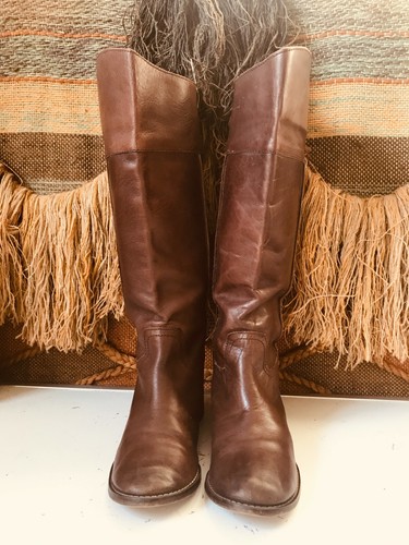 MIA Brown Genuine Leather Sz 9 Knee High Riding Biker Moto Boots - Picture 3 of 9