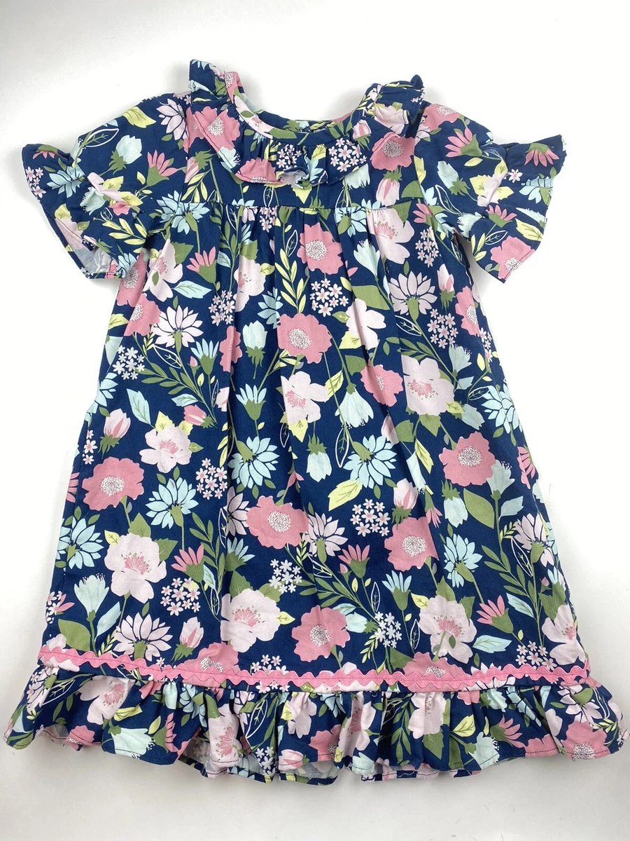 Navy floral 2025 girls dress