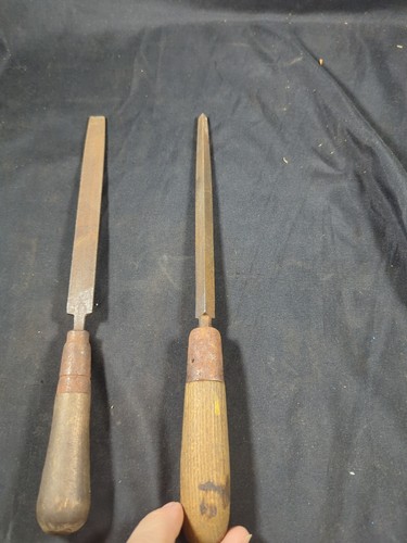 2 Vintage 1 Flat G & H Barnett Company Black Works & Delta Triangle Files Wooden - Bild 4 von 14