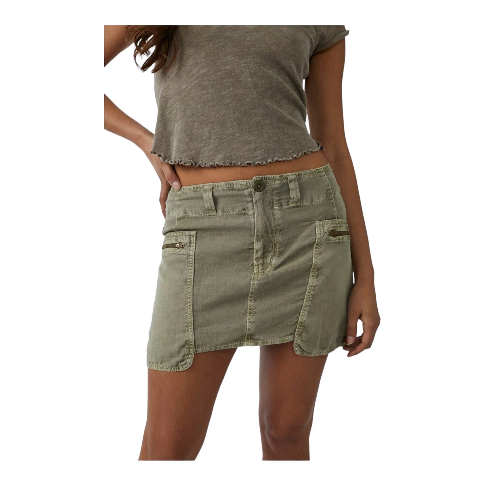 Free People Nevada Cotton & Linen Cargo Skirt Size 2 New