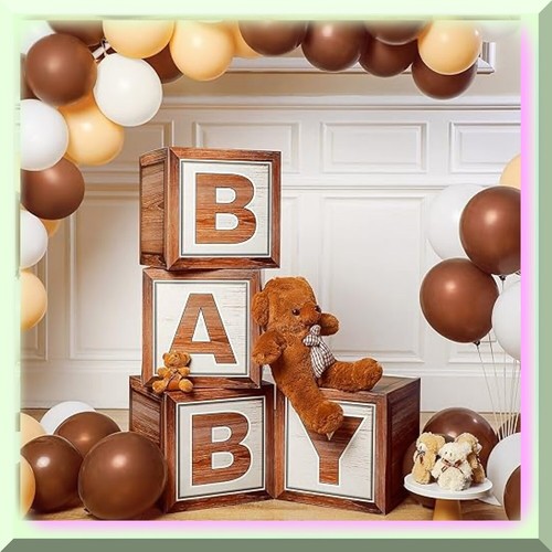 Woodland Wonders Baby Shower Box Set - Rustic Brown Balloon Boxes with Baby Lett - Bild 7 von 7