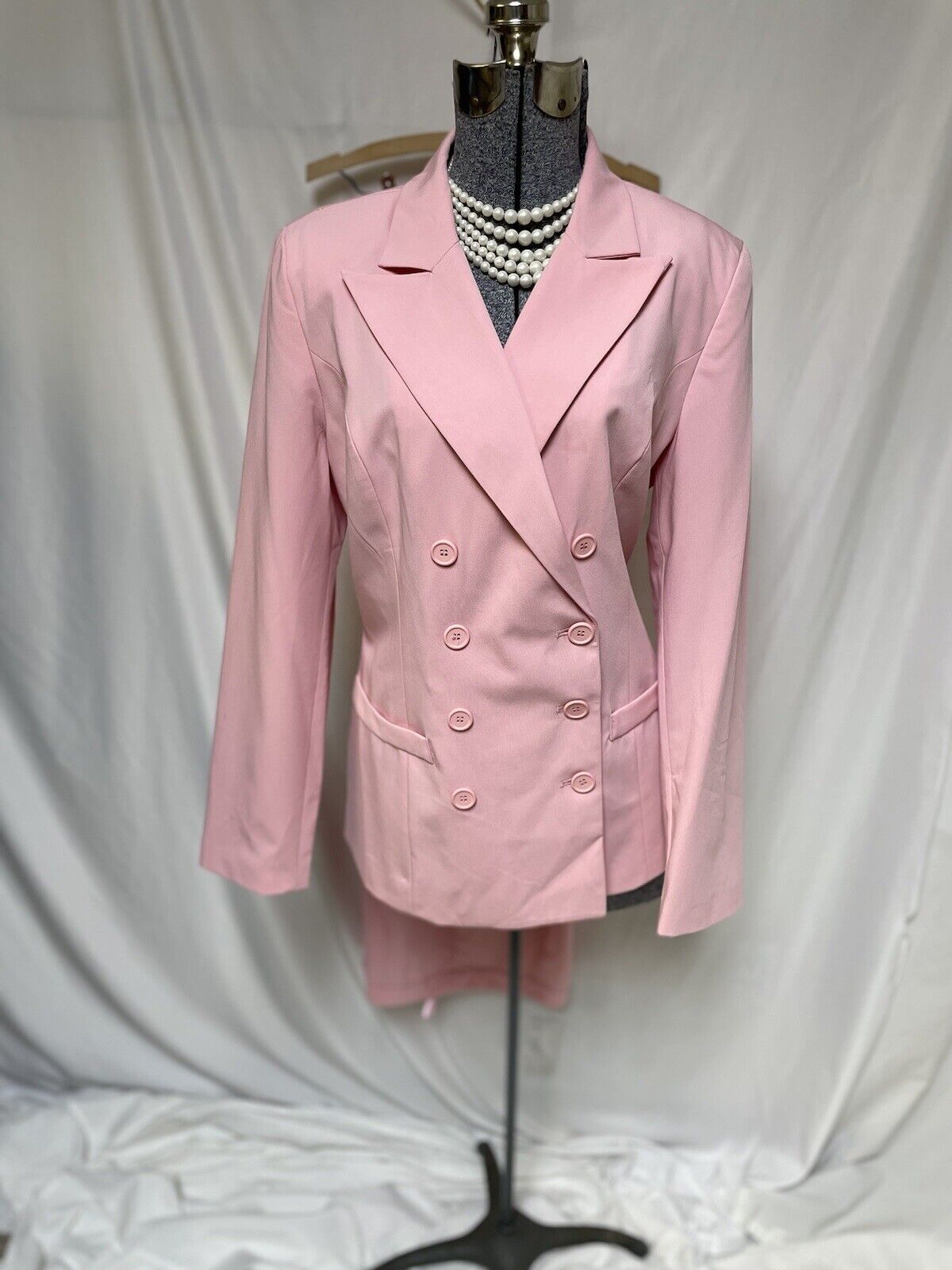 J G HOOK Pant Suit Size 14 NEW Two Piece Set 32X30.5 Pretty In Pink Pockets
