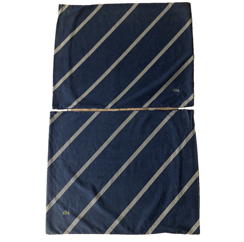 Lacoste Standard Pillow Shams 20x25 Navy White Striped Set of 2 Alligator Cotton