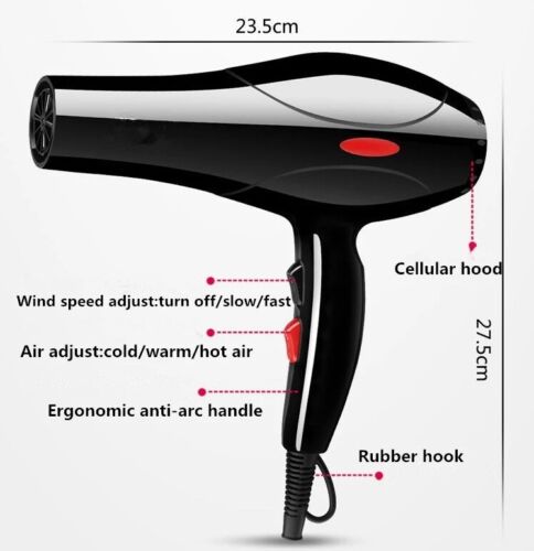 2200W Professional Style Hair Dryer Nozzle Concentrator Blower Pro Salon Heat UK - Picture 3 of 8