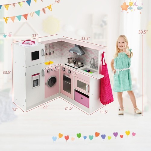 Wooden Toddler Pretend Play Kitchen Set Cooking Toys Gift Kids w/Sound and Light - Picture 3 of 10