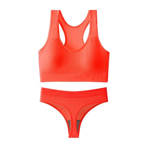 Damen-Unterwäsche-Set nahtlos gerippt hochtaillierte Slips Unterhose mit Sport-BH - Bild 52 von 68