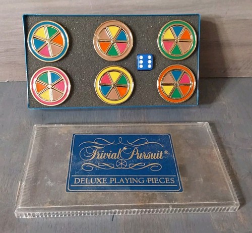 Trival Pursuit Deluxe Playing Pieces Collectors Edition 6pcs w Dice - Picture 1 of 5