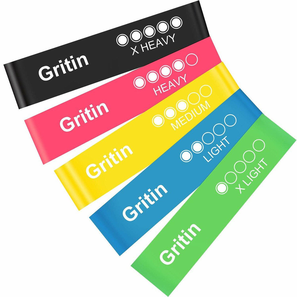 Gritin Resistance Bands, [Set of 5] Skin-Friendly Resistance Fitness  Exercise - Main Image