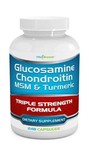 VitaBreeze Glucosamine Chondroitin MSM and Turmeric Dietary Supplement - 250 Capsules