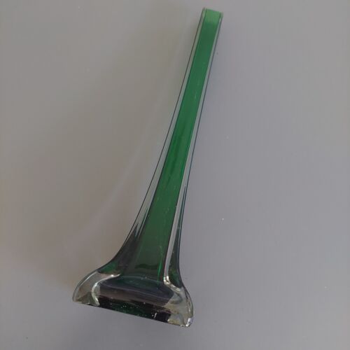 Vintage & Rare Stunning Emerald Green Large 12" Bud Vase Mid Century Art Glass - Picture 3 of 9