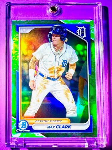 Max Clark RARE LUNAR GLOW REFRACTOR ROOKIE CARD BOWMAN CHROME RC - MINT! - Picture 3 of 7