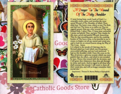 Saint. Bernard - Prayer to the Wound of the Holy Shoulder - Laminated  Holy Card - Picture 1 of 3