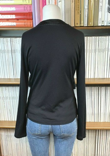 Blusa Modernista Damas 8 10 Top Seda Volantes Babero Cerradura Recorte Busto Jersey - Imagen 4 de 12
