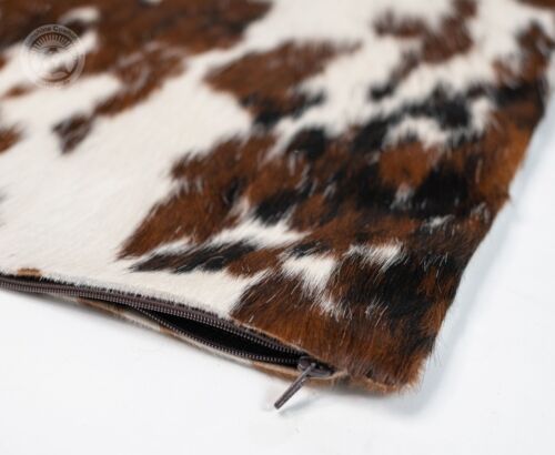 Tricolor Cowhide Pillowcase - Real Leather Cushion Pillow Cover - Picture 3 of 9