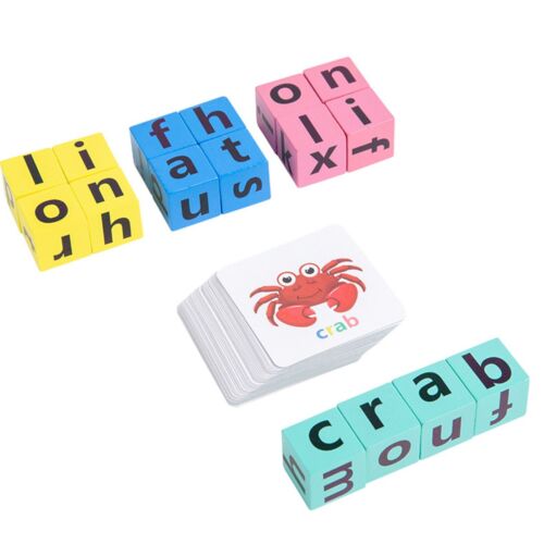 Cruciverba Legno Gioco Lettera Corrispondente Divertenti Montessori Parole Inglese - Foto 6 di 10