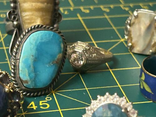 Antique & Vintage Sterling Silver Multi Gem 32 Ring Lot Turquoise Jewelry Estate - Picture 5 of 21