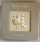 Sophie Allport Boxed Set Of Four Drinks Coasters - Christmas Stag - New