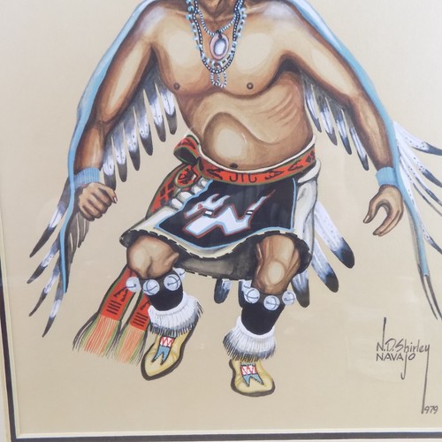 1979 Nelson Dodge Shirley Navajo Tänzerin Aquarell Gouache Gemälde 19" x 16" Sehr guter Zustand - Bild 3 von 7